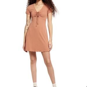 BP Mini Dress Tie Front Tan Mocha Size XS